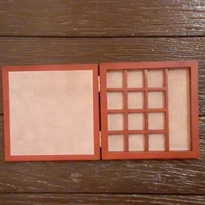 Jewelry box made of wood (rose) & felt inside: 13 openings, 5 1/2 × 5 1/2 × 1"